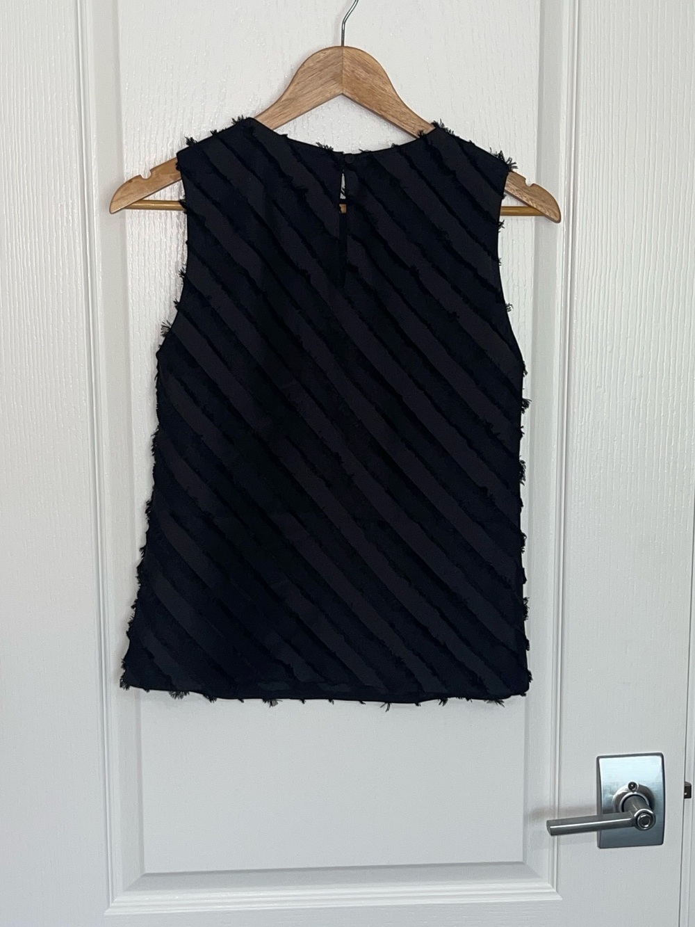 REBECCA TAYLOR Bias Lash Eyelash Tank Black Sleeveless Textured Stripe Tank Top - Picture 9 of 11